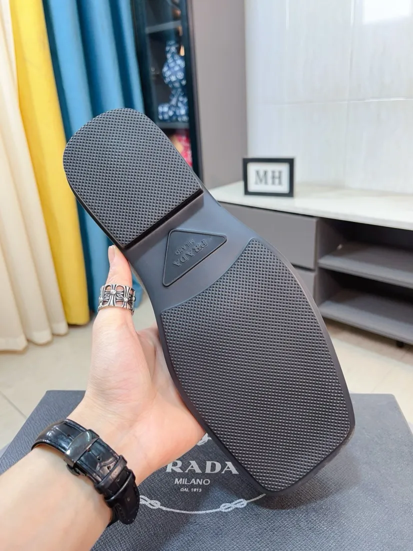 Men's shoes 💰540🌹🌹【PRADA Leather Shoes】Top purchasing agency Original imported Italian custom-made open-edge beaded cowhide leather surface, fully imported water-dyed breathable cowhide lining, original factory special molded sole super comfortable, size: 38-44